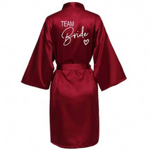 Load image into Gallery viewer, Wedding party team Bride silk kimono bathrobes with optional personalisation
