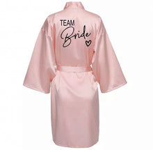 Load image into Gallery viewer, Wedding party team Bride silk kimono bathrobes with optional personalisation
