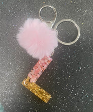 Load image into Gallery viewer, Personalised name initial Pom Pom keyring
