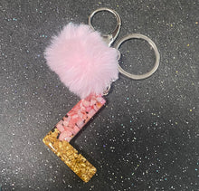 Load image into Gallery viewer, Personalised name initial Pom Pom keyring
