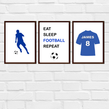 Load image into Gallery viewer, Personalised Boys Football Themed Bedroom A4 Wall Prints
