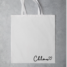 Load image into Gallery viewer, Personalised Name with Heart Cute Tote Shopping Book Bag
