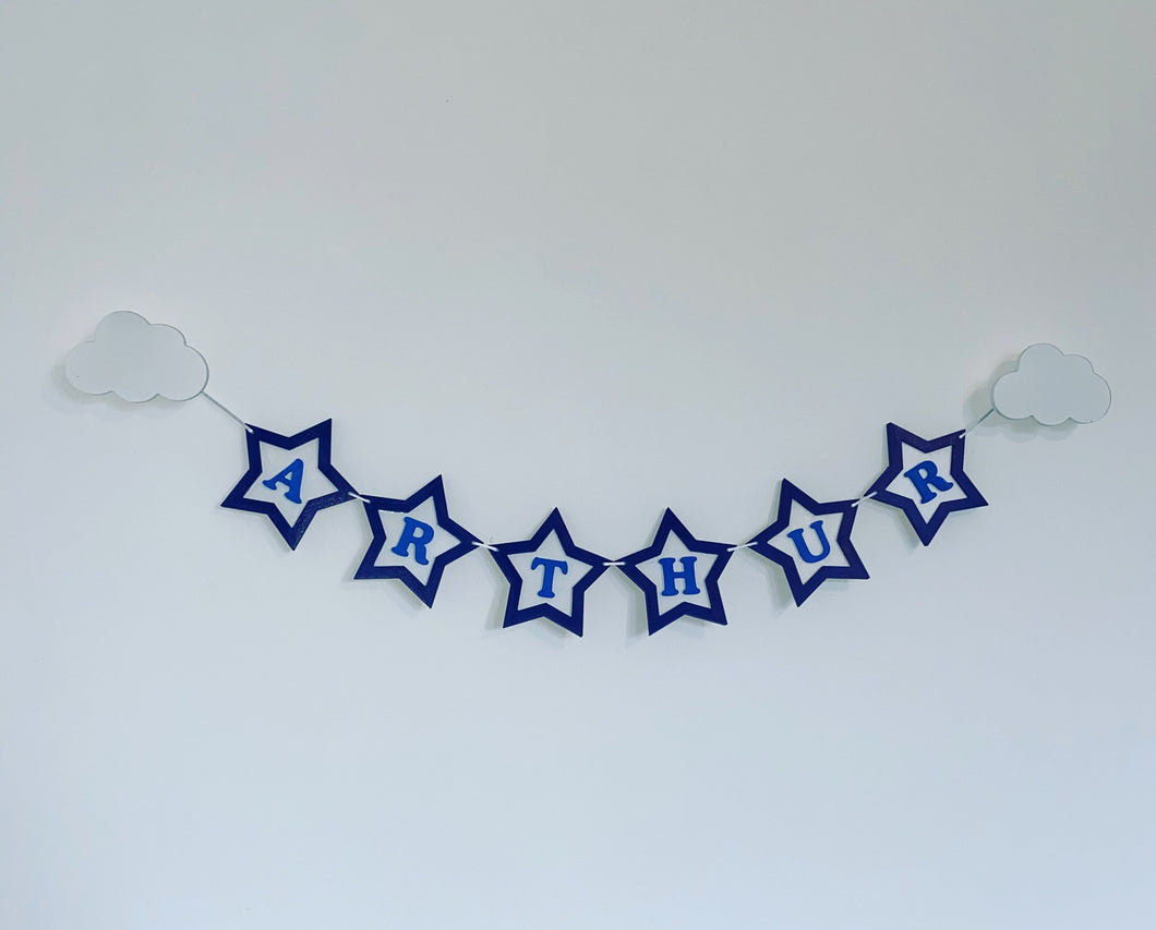 wooden star bunting personalised letters or name for bedroom wall hanging