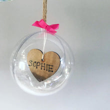 Load image into Gallery viewer, Personalised Remembrance christmas snow or feather bauble
