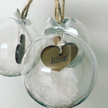 Load image into Gallery viewer, Personalised Remembrance christmas snow or feather bauble
