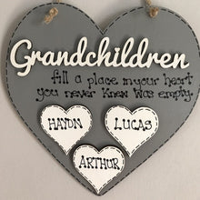 Load image into Gallery viewer, Hand-Painted Personalized Grandchildren Heart Plaque
