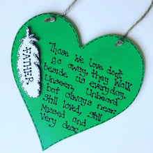 Load image into Gallery viewer, Personalised Remembrance Heart Plaque with Feather
