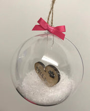 Load image into Gallery viewer, Personalised Pet Christmas bauble, gift, Remembrance bauble, feather, snow
