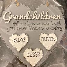 Load image into Gallery viewer, Hand-Painted Personalized Grandchildren Heart Plaque
