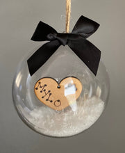 Load image into Gallery viewer, Personalised Pet Christmas bauble, gift, Remembrance bauble, feather, snow
