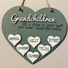 Load image into Gallery viewer, Hand-Painted Personalized Grandchildren Heart Plaque
