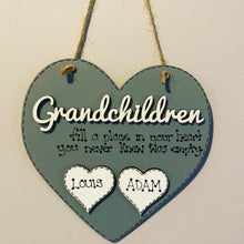 Load image into Gallery viewer, Hand-Painted Personalized Grandchildren Heart Plaque
