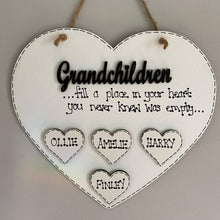 Load image into Gallery viewer, Hand-Painted Personalized Grandchildren Heart Plaque
