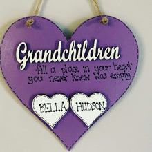 Load image into Gallery viewer, Hand-Painted Personalized Grandchildren Heart Plaque
