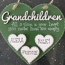 Load image into Gallery viewer, Hand-Painted Personalized Grandchildren Heart Plaque
