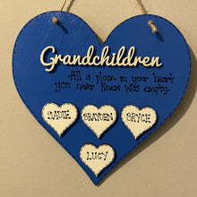 Load image into Gallery viewer, Hand-Painted Personalized Grandchildren Heart Plaque
