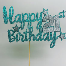 Load image into Gallery viewer, Personalised Happy Birthday Age cake topper, 21st, 30th, 40th, 50th, 60th, Party, Cake accessories, topper, birthday decorations, party
