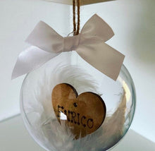 Load image into Gallery viewer, Personalised Remembrance christmas snow or feather bauble
