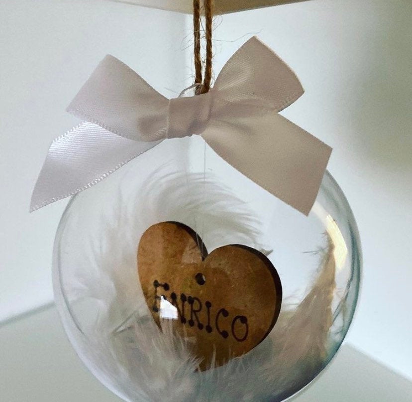 Personalised Remembrance christmas snow or feather bauble