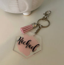 Load image into Gallery viewer, Personalised Handpainted Hexagon Acrylic Keychain
