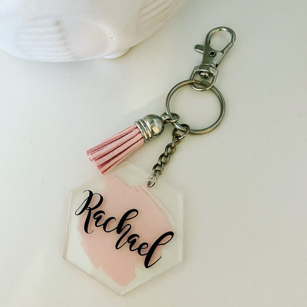 Personalised Handpainted Hexagon Acrylic Keychain