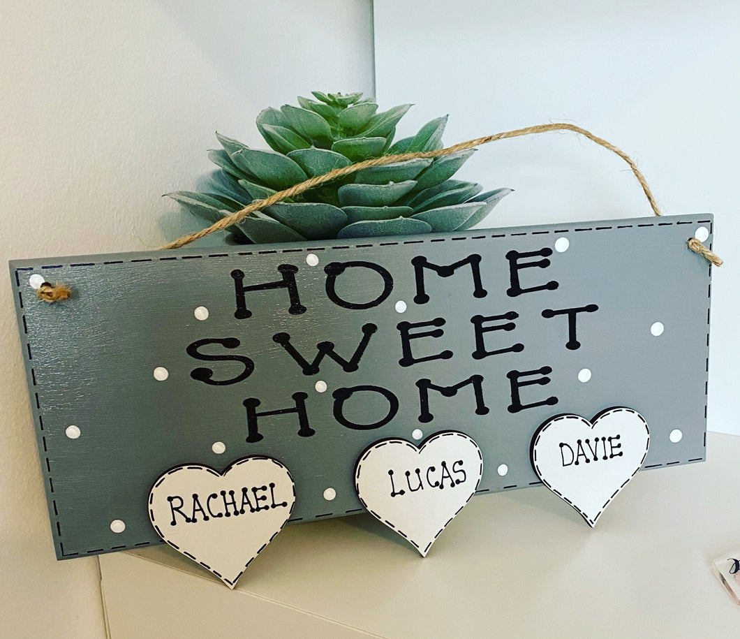 Personalised New home family wall plaque home sweet home, 10”x4”