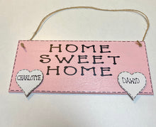 Load image into Gallery viewer, Personalised New home family wall plaque home sweet home, 10”x4”
