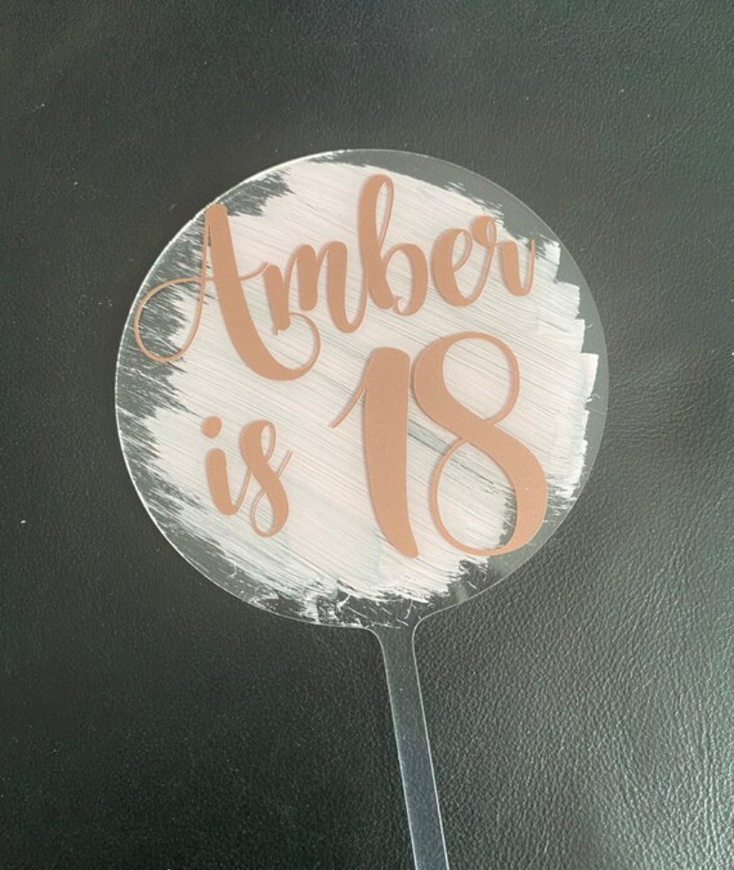 Personalised Round acrylic cake topper