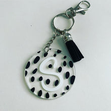 Load image into Gallery viewer, Initial Dalmatian spot print keychain
