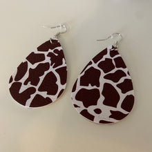 Load image into Gallery viewer, Giraffe Patterned Faux Leather Handmade Earrings
