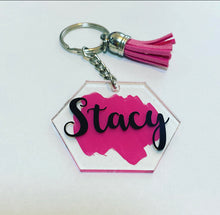 Load image into Gallery viewer, Personalised Handpainted Hexagon Acrylic Keychain
