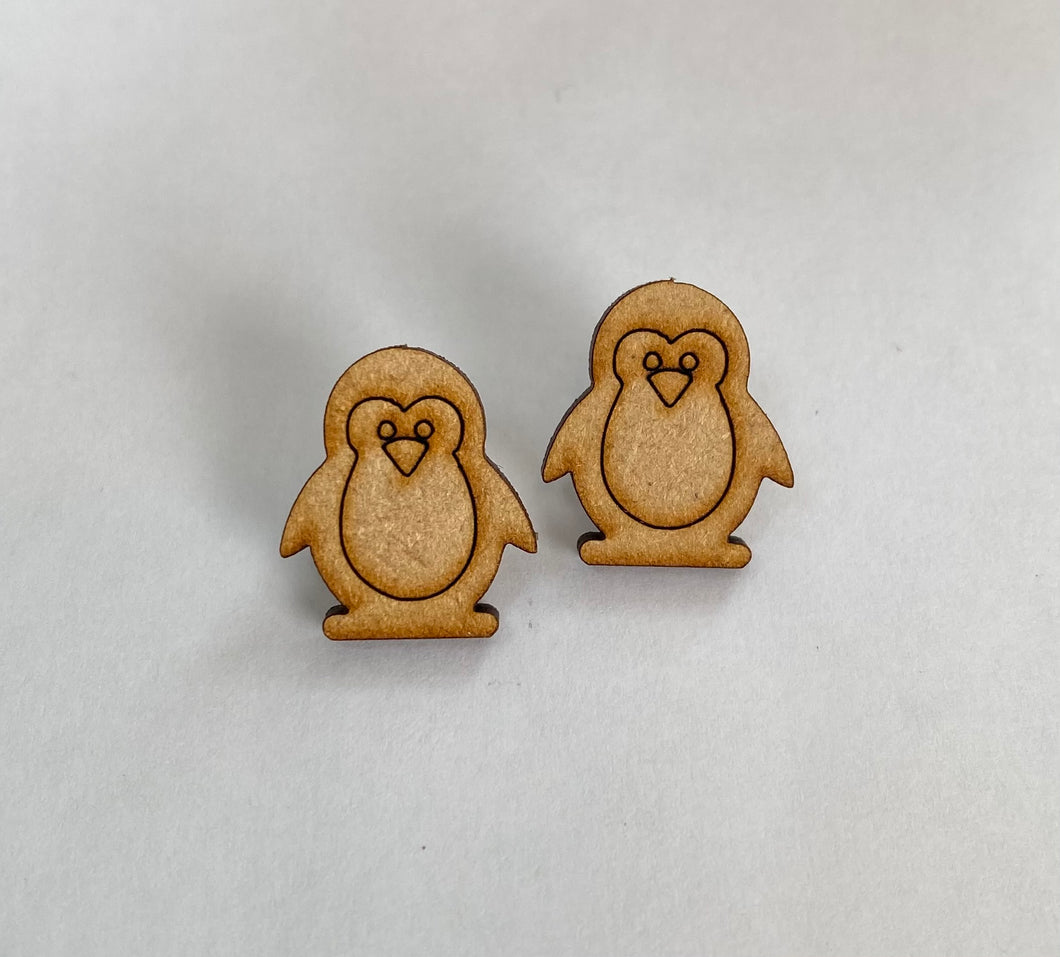 Wooden penguin earrings 2cm