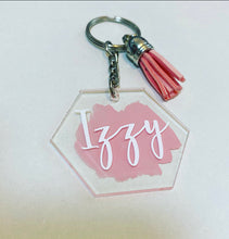 Load image into Gallery viewer, Personalised Handpainted Hexagon Acrylic Keychain
