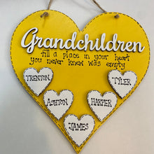 Load image into Gallery viewer, Hand-Painted Personalized Grandchildren Heart Plaque
