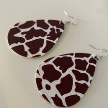 Load image into Gallery viewer, Giraffe Patterned Faux Leather Handmade Earrings
