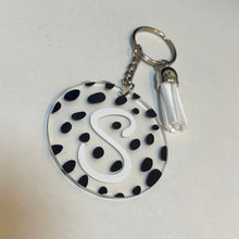 Load image into Gallery viewer, Initial Dalmatian spot print keychain
