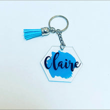 Load image into Gallery viewer, Personalised Handpainted Hexagon Acrylic Keychain
