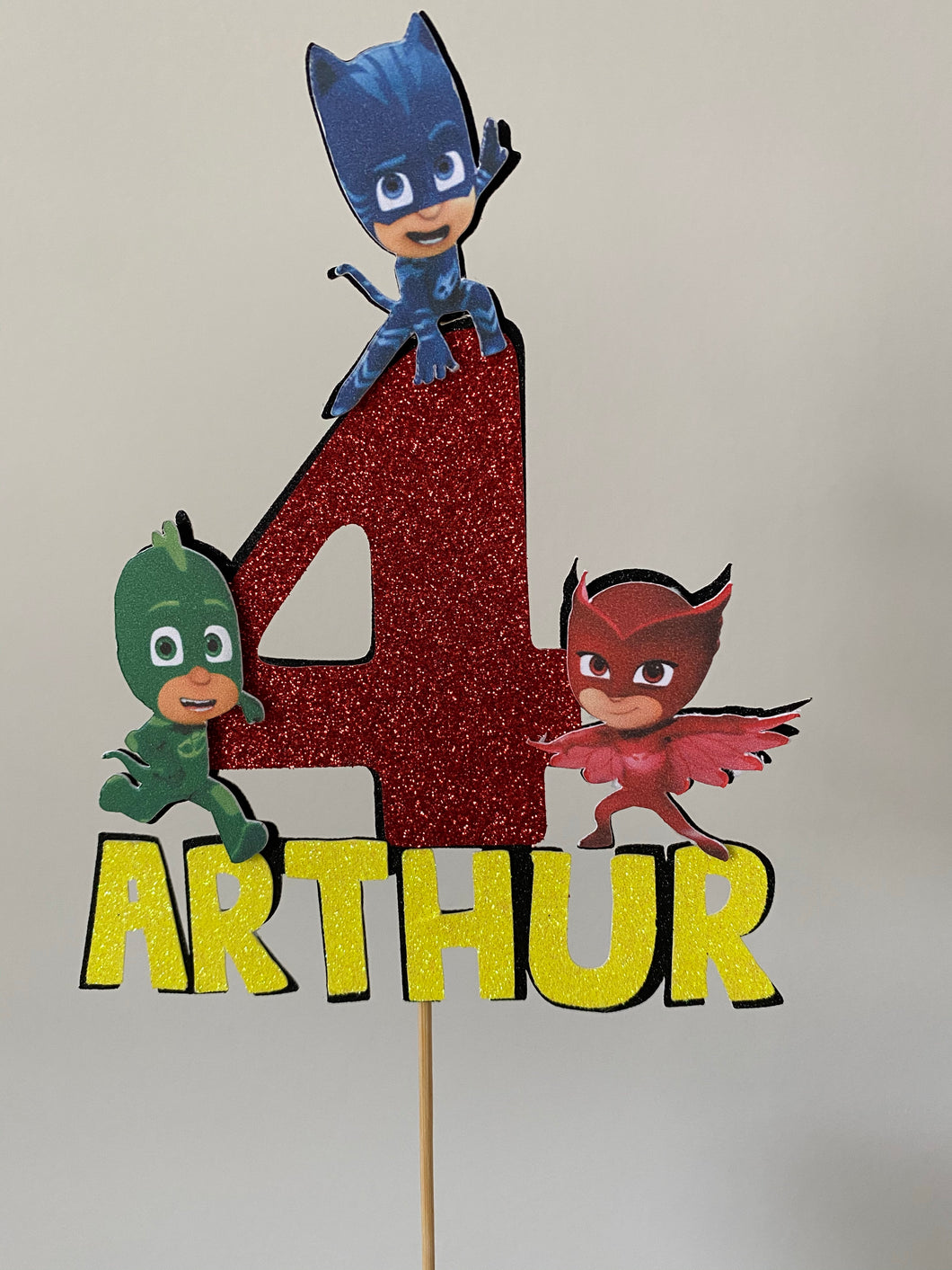 Character cake topper. Personalised. Pj masks