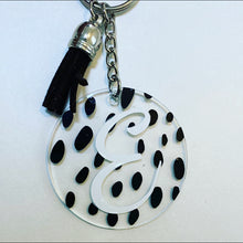 Load image into Gallery viewer, Initial Dalmatian spot print keychain
