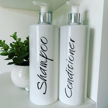 Load image into Gallery viewer, 500ml refillable plastic bathroom shampoo/conditioner bottles
