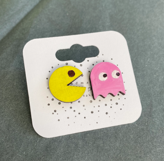 Pac-Man retro gaming earrings