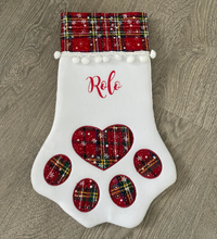 Load image into Gallery viewer, Personalised Paw Print Pet Christmas stocking
