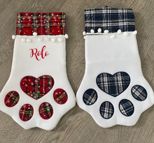 Load image into Gallery viewer, Personalised Paw Print Pet Christmas stocking
