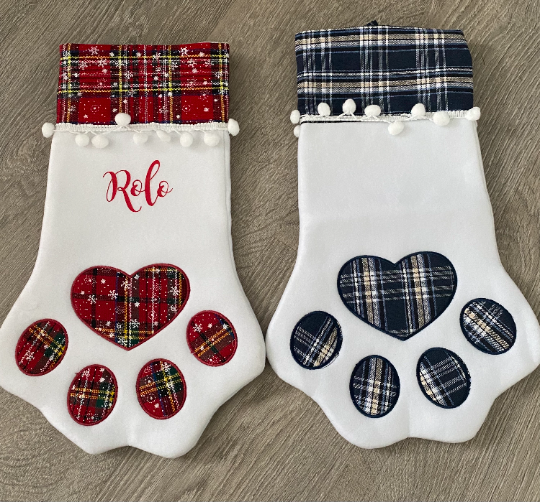 Personalised Paw Print Pet Christmas stocking