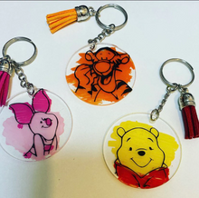 Load image into Gallery viewer, Winnie the Pooh keychain, tigger, piglet, keyring, handmade, novelty, keyring, house key, car key,
