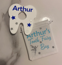 Load image into Gallery viewer, Personalised Tooth Fairy Coin Holder with Personalised bag pouch
